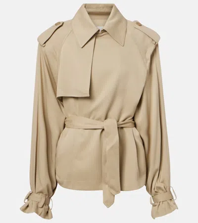 The Frankie Shop Elva Twill Trench Coat In Neutral