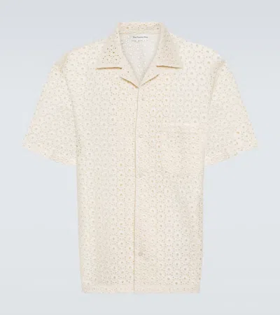 The Frankie Shop Embroidered Cotton Bowling Shirt In Beige