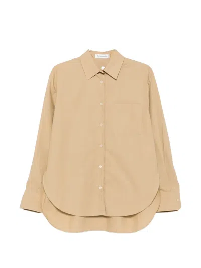 The Frankie Shop Embroidered-logo Button-down Shirt In Neutral