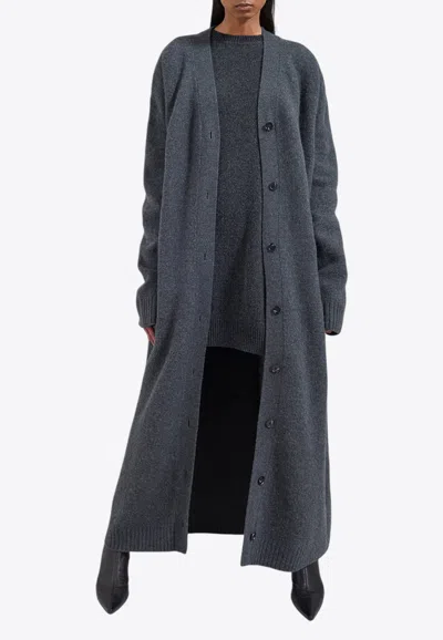 The Frankie Shop Gray Emi Long Knit Cardigan