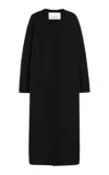 The Frankie Shop Emi Long Felted Wool Cardigan In Black