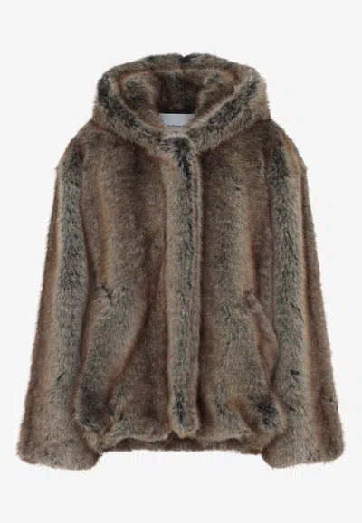 The Frankie Shop Emma Faux Fur Coat In Brown