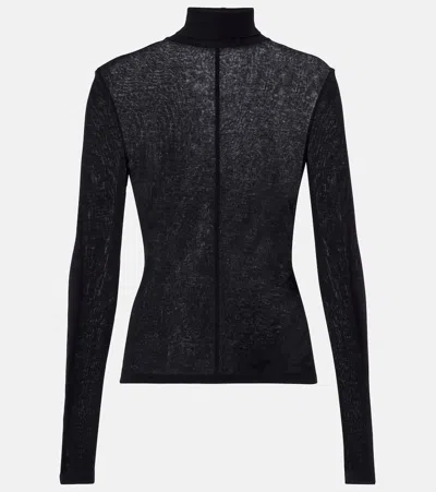 The Frankie Shop Evren Cotton Turtleneck Top In Black