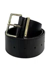 The Frankie Shop Evro Square-buckle Leather Belt In Black