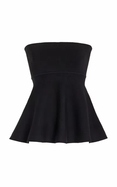 The Frankie Shop Exclusive Agathe Knit Peplum Top In Black