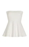 The Frankie Shop Exclusive Agathe Knit Peplum Top In White