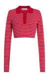 The Frankie Shop Exclusive Riviera Gisele Cropped Striped Knit Polo Shirt