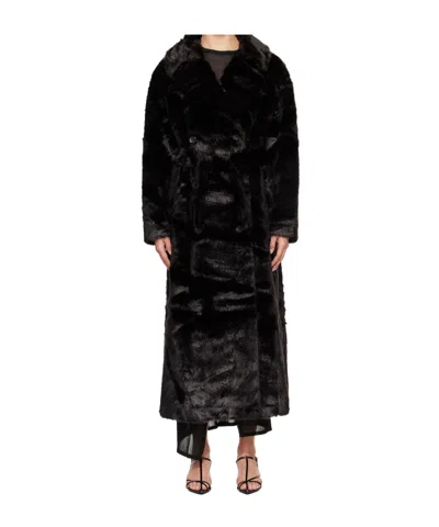 The Frankie Shop Faux Fur Coat In Black