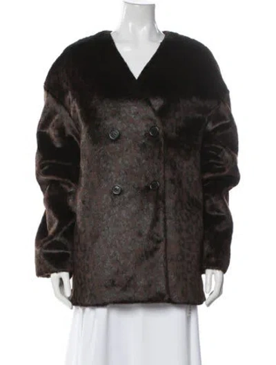 Pre-owned The Frankie Shop Faux Fur Coat In Brown