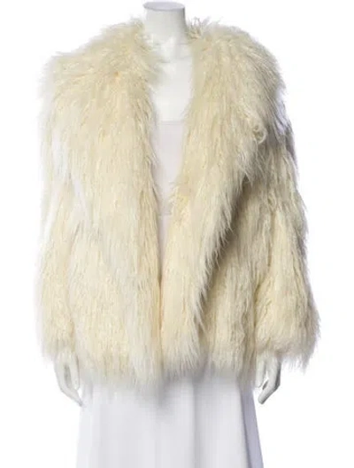 Pre-owned The Frankie Shop Faux Fur Faux Fur Jacket In Neutral