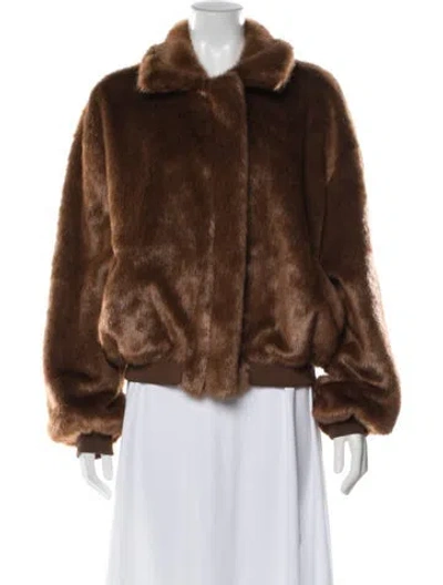 Pre-owned The Frankie Shop Faux Fur Jacket In Brown