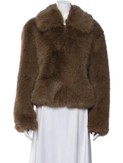 Pre-owned The Frankie Shop Faux Fur Jacket In Brown