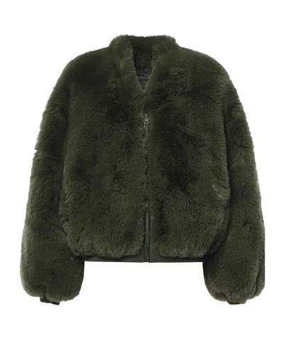 The Frankie Shop Faux Fur Jacket In Green