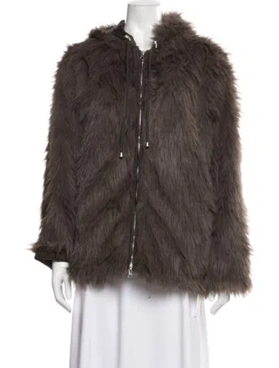Pre-owned The Frankie Shop Faux Fur Jacket W/ Tags In Brown