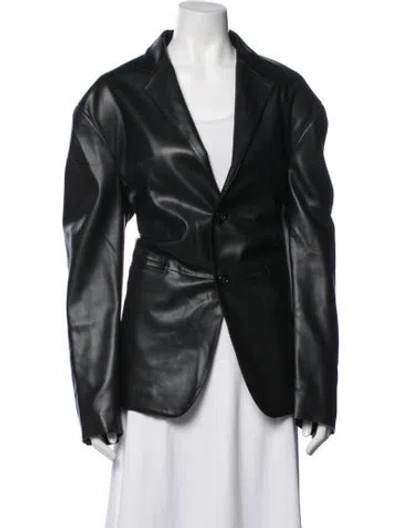 Pre-owned The Frankie Shop Faux Leather Blazer In Black