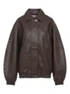 The Frankie Shop Brown Prescott Grained Faux Leather Jacket In Brown