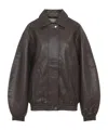 The Frankie Shop Prescott Grained Faux Leather Jacket In Brown
