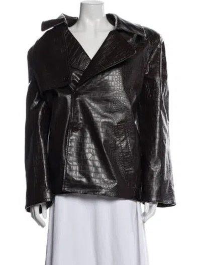 Pre-owned The Frankie Shop Faux Leather Jacket In Brown