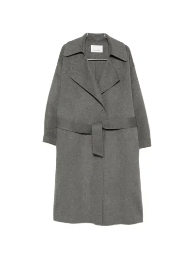 The Frankie Shop Double-breasted Belted Coat In Gray
