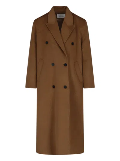 The Frankie Shop 'gaia' Double-breasted Coat In Brown