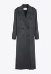 The Frankie Shop Dark Grey Melange Wool Double Breasted Coat In Gray