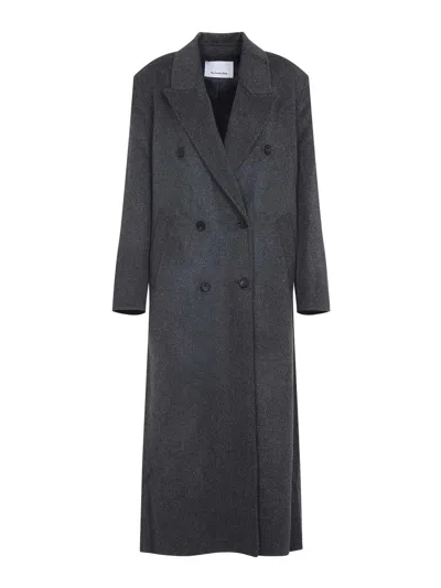 The Frankie Shop Gaia Double Breasted Coat In Black