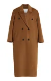 The Frankie Shop Gaia Double-breasted Wool-blend Coat In Camel
