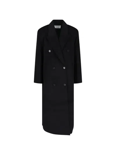 The Frankie Shop Gaia Double-breasted Coat In Black