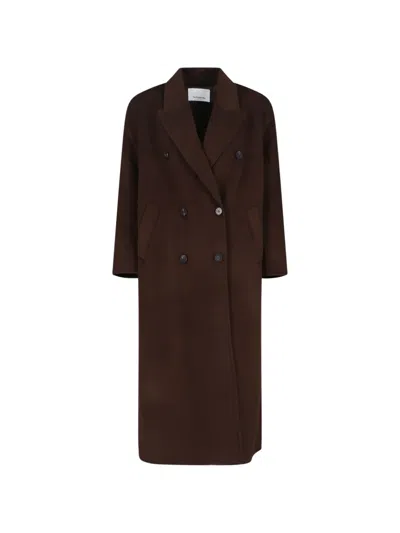The Frankie Shop Gaia Double-breasted Coat In Brown