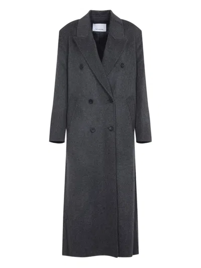 The Frankie Shop Gaia Long Double Breasted Wool Coat In Multi