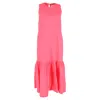 The Frankie Shop Gathered Midi Sleeveless Dress In Pink Cotton In Pink