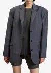 The Frankie Shop Gelso Oversized Tencel Lyocell-blend Blazer In Gray