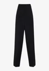 The Frankie Shop High Waist Wide Leg Pleated Trousers In Black