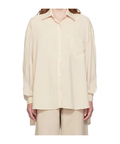 The Frankie Shop Georgia Pinstriped Long-sleeve Shirt In Sand