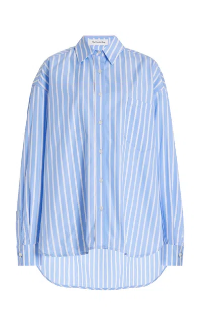 The Frankie Shop Georgia Striped Cotton-lyocell Shirt In Blue