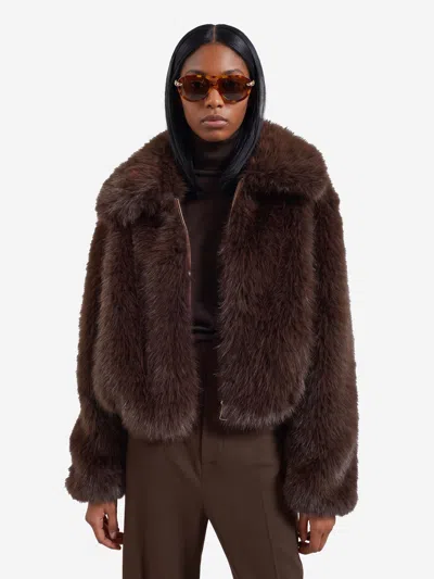 The Frankie Shop Giacca Hope In Ecopelliccia In Brown