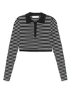 The Frankie Shop Exclusive Riviera Gisele Cropped Striped Knit Polo Shirt In Animal Print