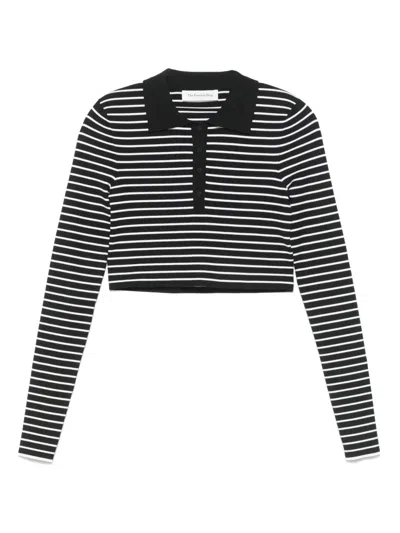 The Frankie Shop Giselle Cropped Polo Top In Black