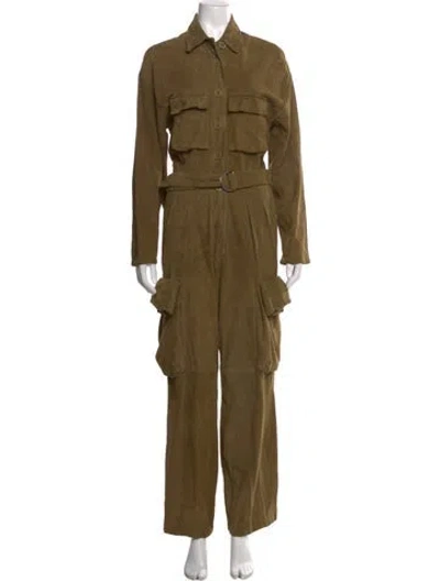 Pre-owned The Frankie Shop Goat Leather Jumpsuit In Green
