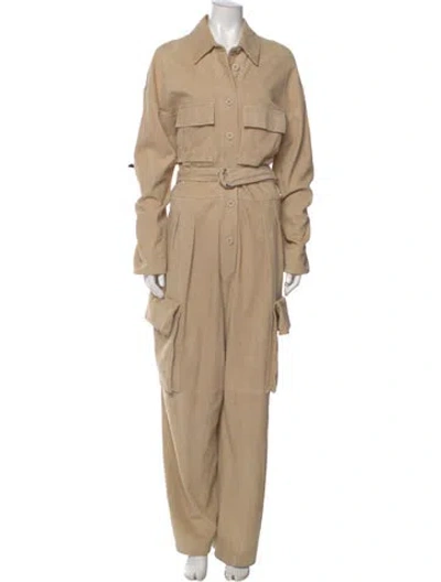 Pre-owned The Frankie Shop Goat Leather Jumpsuit In Neutral