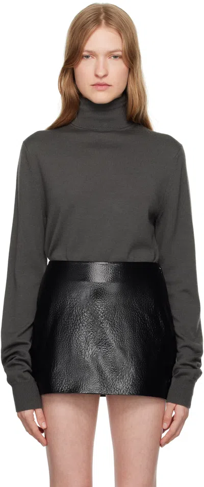 The Frankie Shop Gray Eve Thin Turtleneck In Light Khaki