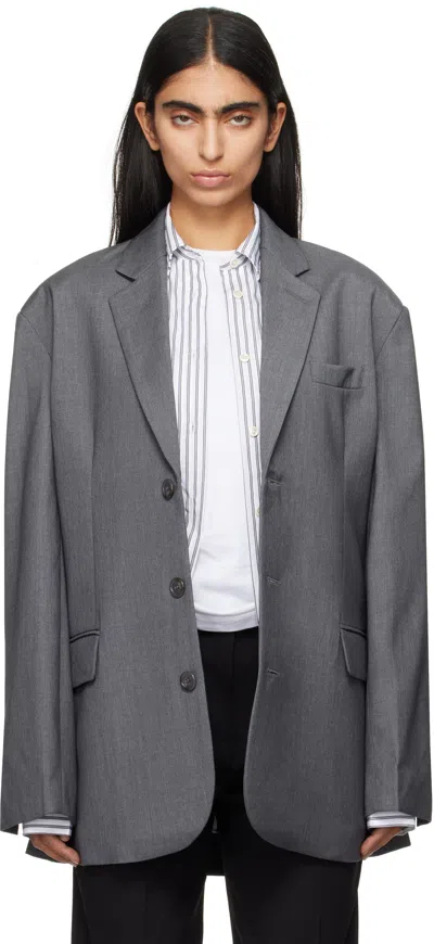 The Frankie Shop Gray Gelso Oversized Blazer In Dark Grey