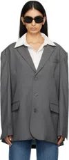 The Frankie Shop Gelso Oversized Tencel Lyocell-blend Blazer In Dark Grey Melange