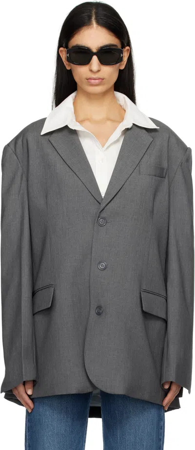 THE FRANKIE SHOP GRAY GELSO OVERSIZED BLAZER