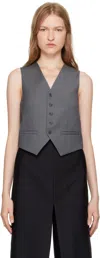 The Frankie Shop Gelso Grain De Poudre And Satin Vest In Dark Grey