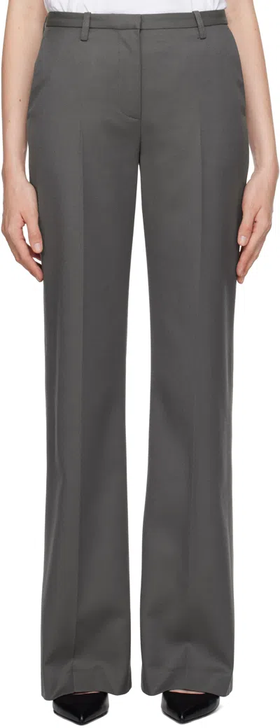The Frankie Shop Gray Lyra Flared Trousers In Light Khaki