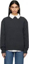 The Frankie Shop Gray Rafaela Padded Knit Sweater In Dark Grey Melange