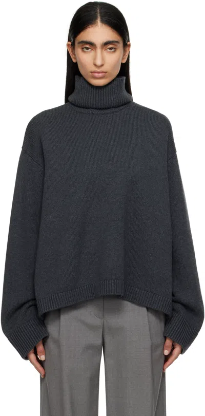 The Frankie Shop Gray Rhea Trapeze Turtleneck In Charcoal