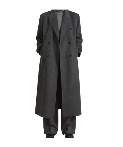 The Frankie Shop Grey Gaia Double-breasted Coat In Dark Gray