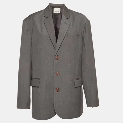 Pre-owned The Frankie Shop Grey Wool Blend Gelso Oversized Blazer M/l